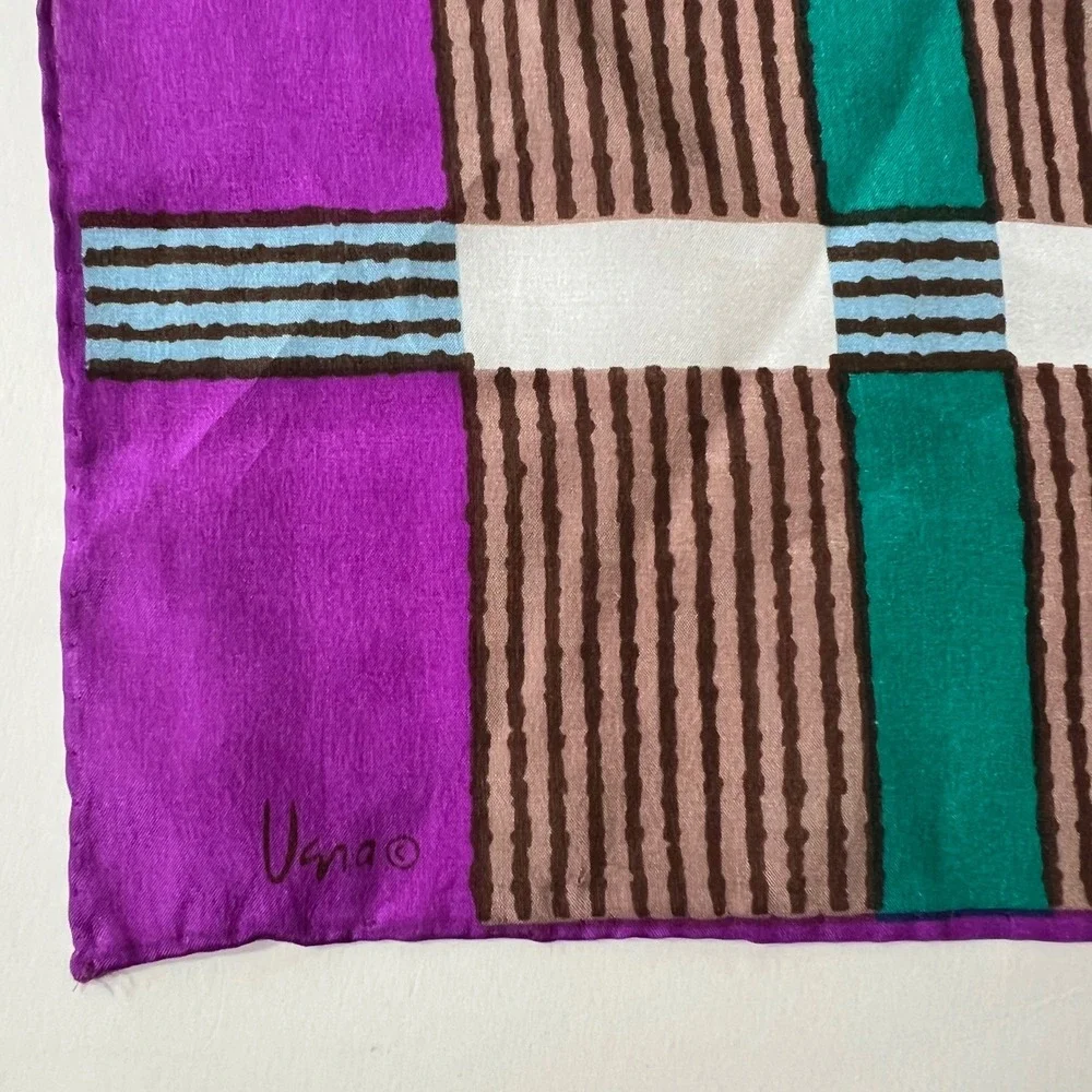 Vintage Vera Neuman Silk Geometric Rectangular Scarf 10 x 52